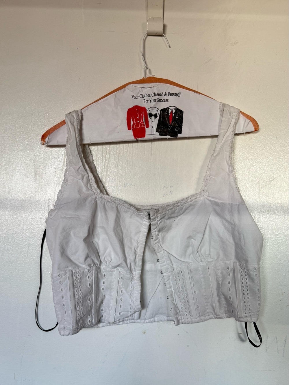 Forever 21 White Eyelet Crop Top with Button Front